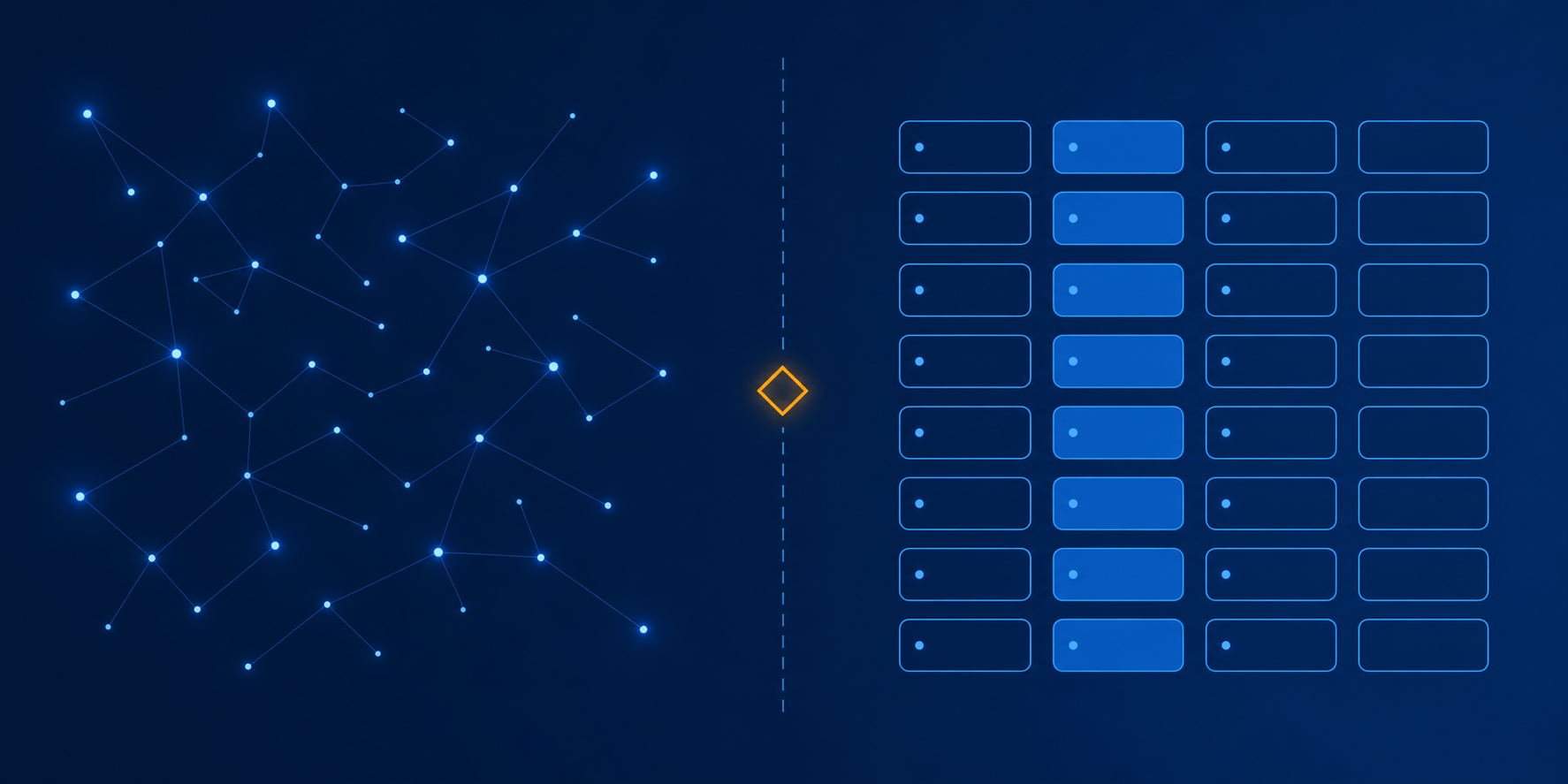 Abstract Tech Banner with Dots Dashed Line and Server Grid