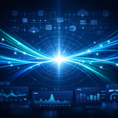 Cinematic Data Core with Luminous Streams and Abstract Dashboard Fragments-1