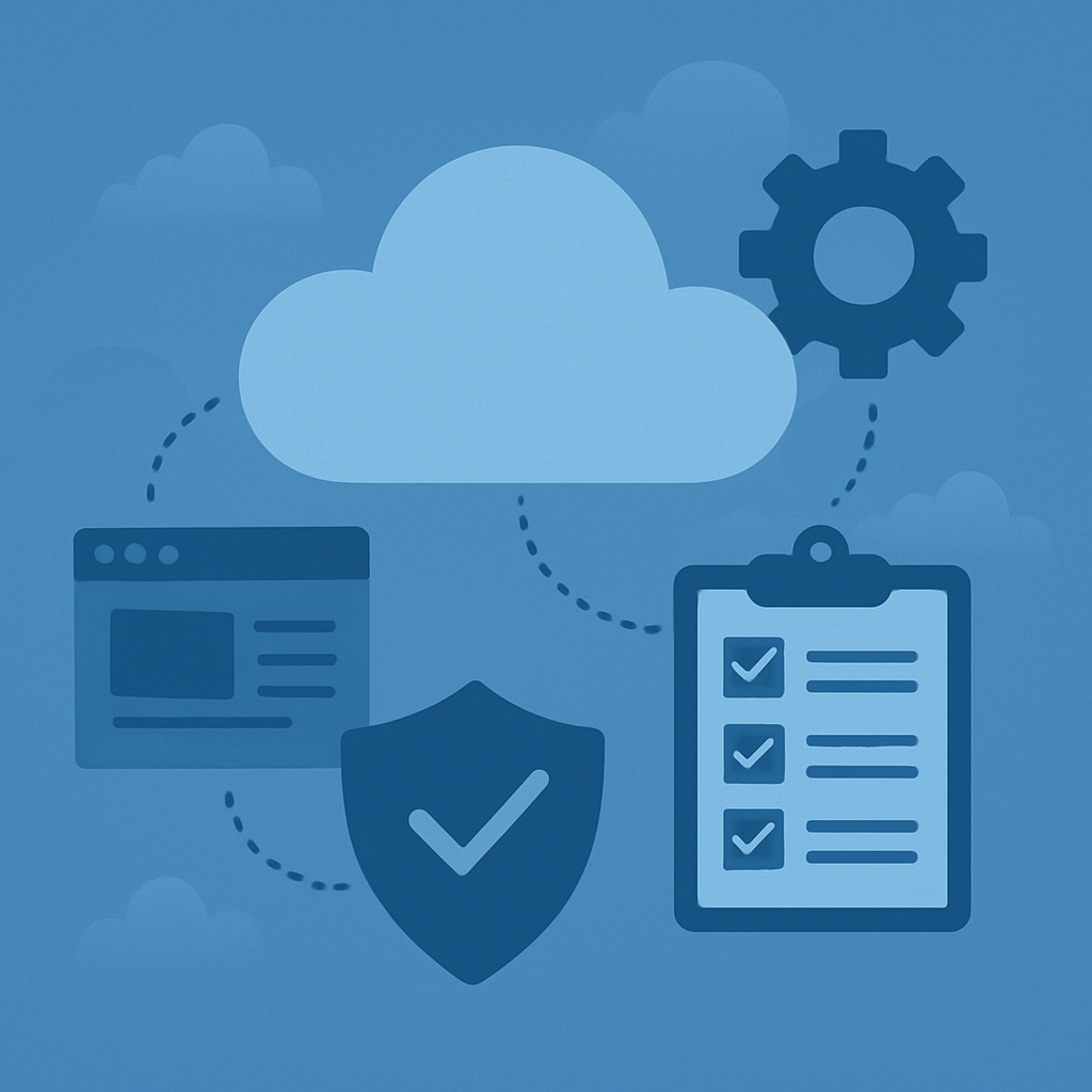 Create an image that reflects cloud governance and policy automation services  use blues no words please