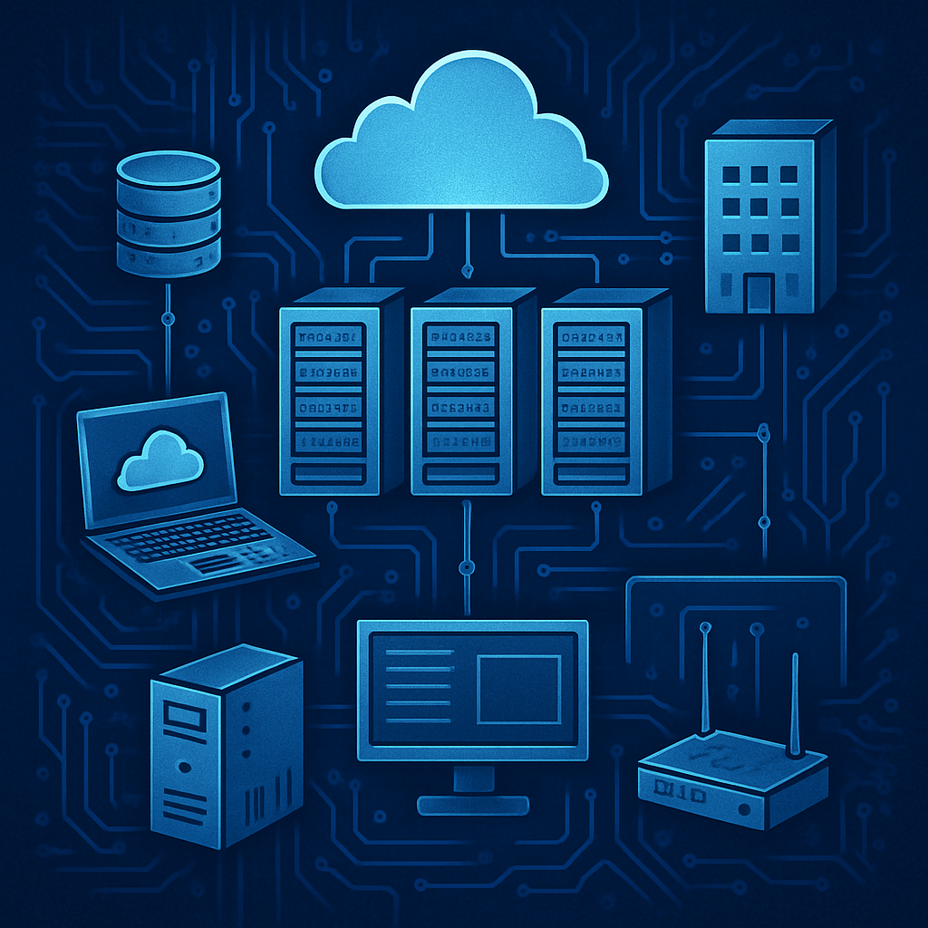 cloud infrastructure please use blue tones and make it technical looking-1